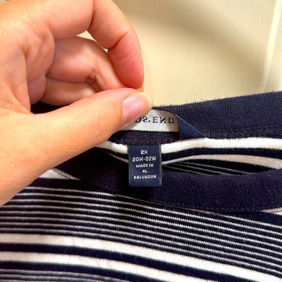 Lands End Navy Blue  and White Striped Long Sleeve Tee size 2X - Picture 4 of 8